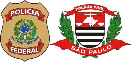 Logo da Polícia Federal e Polícia Civil